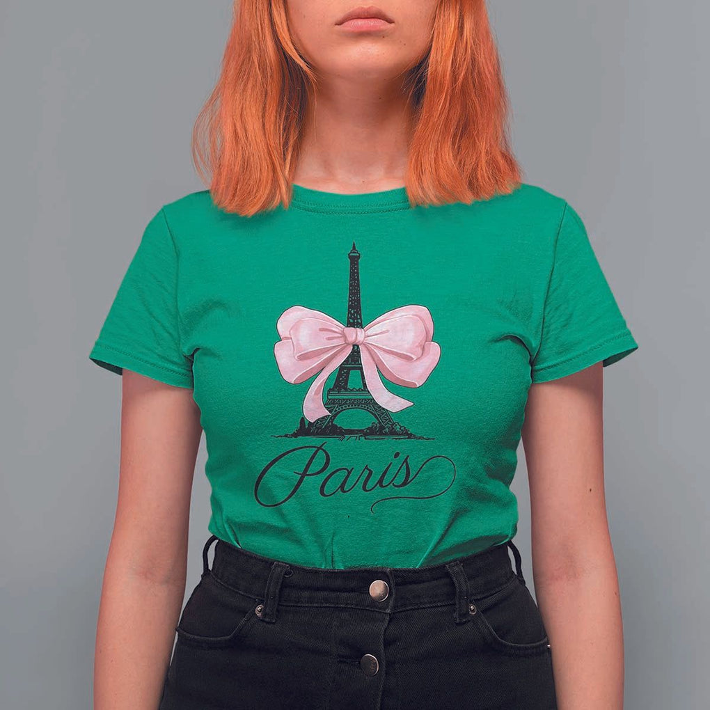 Eiffel Tower French T Shirt For Women Paris Coquette France Pink Bow Aesthetic TS11 Irish Green Print Your Wear