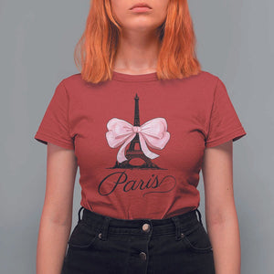 Eiffel Tower French T Shirt For Women Paris Coquette France Pink Bow Aesthetic TS11 Red Print Your Wear