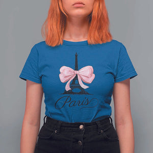 Eiffel Tower French T Shirt For Women Paris Coquette France Pink Bow Aesthetic TS11 Royal Blue Print Your Wear