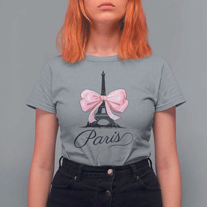 Eiffel Tower French T Shirt For Women Paris Coquette France Pink Bow Aesthetic TS11 Sport Gray Print Your Wear