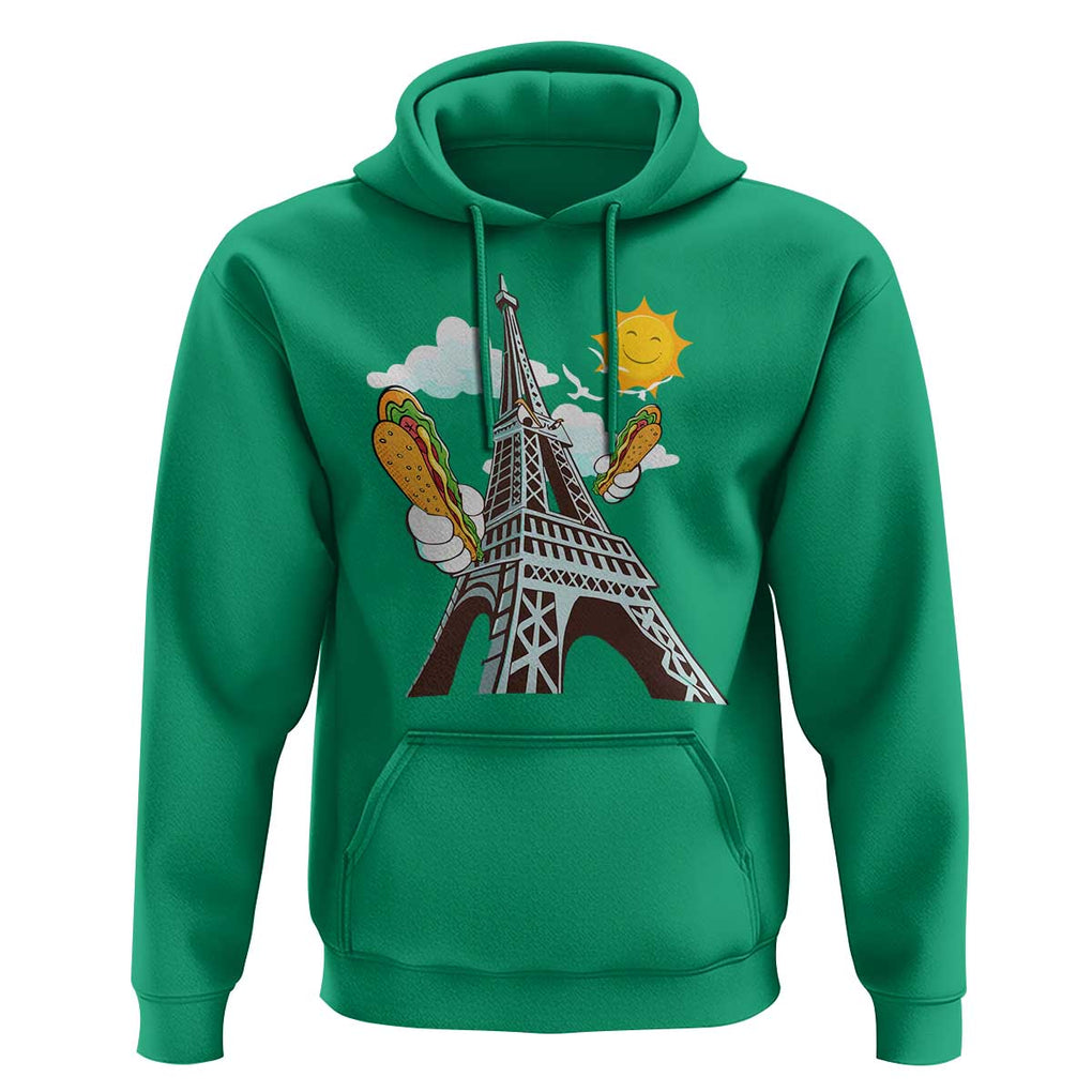 Funny French-American Heritage Month Hoodie Cute Hotdog Eiffel Tower TS11 Irish Green Print Your Wear