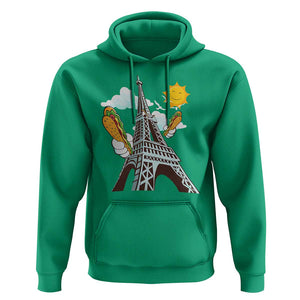 Funny French-American Heritage Month Hoodie Cute Hotdog Eiffel Tower TS11 Irish Green Print Your Wear