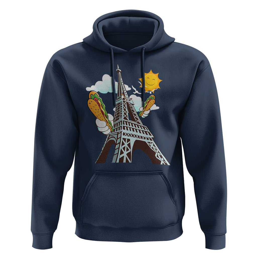 Funny French-American Heritage Month Hoodie Cute Hotdog Eiffel Tower TS11 Navy Print Your Wear