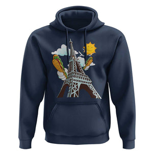 Funny French-American Heritage Month Hoodie Cute Hotdog Eiffel Tower TS11 Navy Print Your Wear