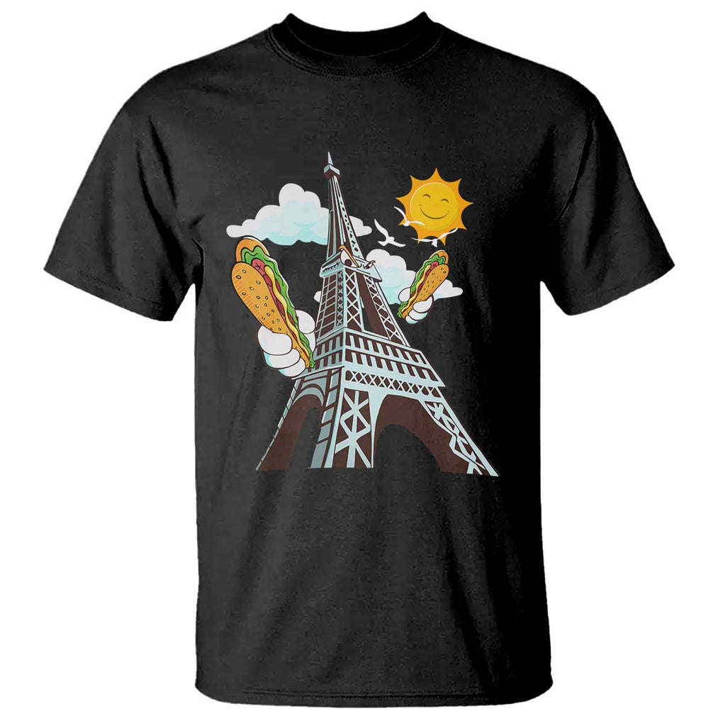 Funny French-American Heritage Month T Shirt Cute Hotdog Eiffel Tower TS11 Black Print Your Wear