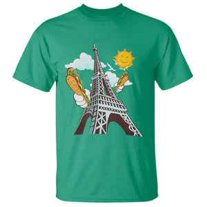 Funny French-American Heritage Month T Shirt Cute Hotdog Eiffel Tower TS11 Irish Green Print Your Wear
