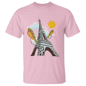 Funny French-American Heritage Month T Shirt Cute Hotdog Eiffel Tower TS11 Light Pink Print Your Wear