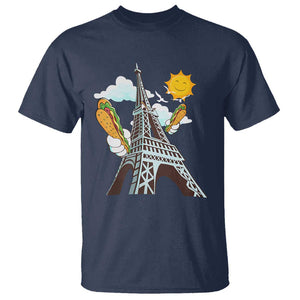 Funny French-American Heritage Month T Shirt Cute Hotdog Eiffel Tower TS11 Navy Print Your Wear