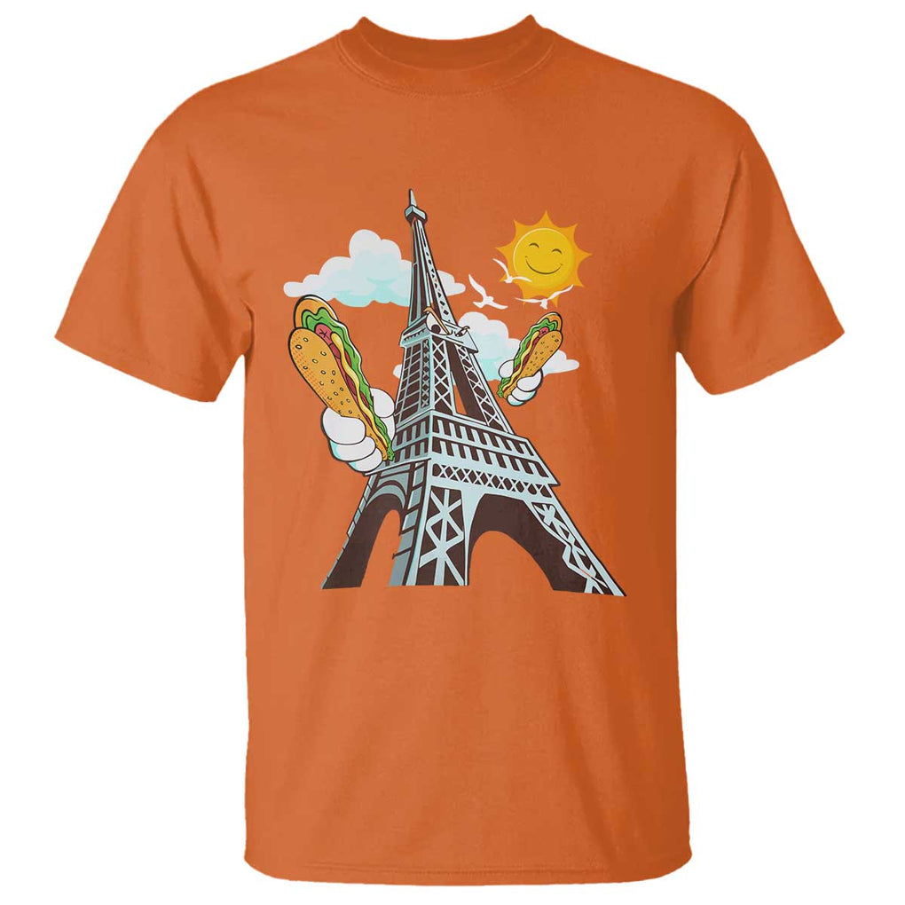 Funny French-American Heritage Month T Shirt Cute Hotdog Eiffel Tower TS11 Orange Print Your Wear