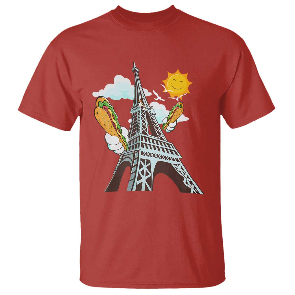 Funny French-American Heritage Month T Shirt Cute Hotdog Eiffel Tower TS11 Red Print Your Wear
