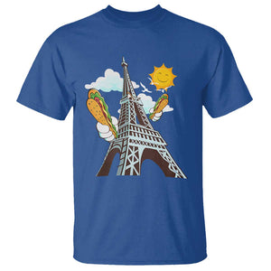 Funny French-American Heritage Month T Shirt Cute Hotdog Eiffel Tower TS11 Royal Blue Print Your Wear