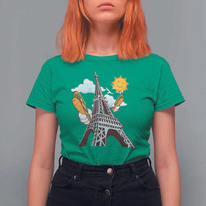 Funny French-American Heritage Month T Shirt For Women Cute Hotdog Eiffel Tower TS11 Irish Green Print Your Wear