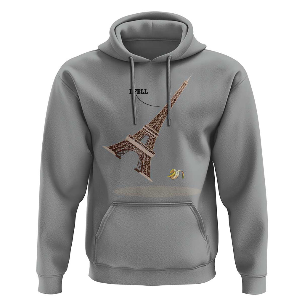 Funny Eiffel Tower Hoodie I Fell Banana Peel Fallen In Paris TS11 Sport Gray Print Your Wear