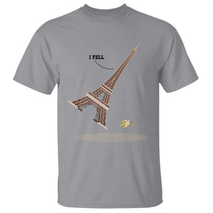 Funny Eiffel Tower T Shirt I Fell Banana Peel Fallen In Paris TS11 Sport Gray Print Your Wear