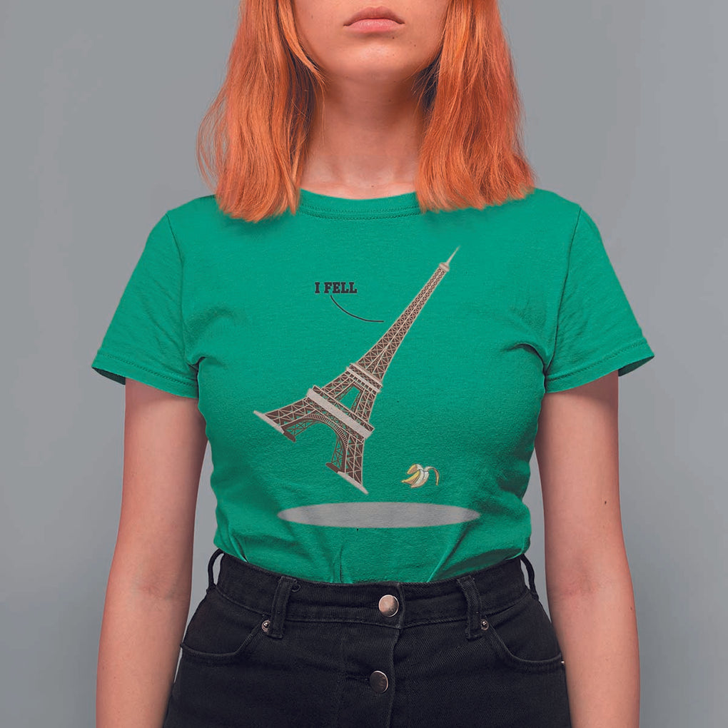 Funny Eiffel Tower T Shirt For Women I Fell Banana Peel Fallen In Paris TS11 Irish Green Print Your Wear