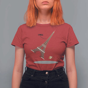 Funny Eiffel Tower T Shirt For Women I Fell Banana Peel Fallen In Paris TS11 Red Print Your Wear