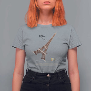 Funny Eiffel Tower T Shirt For Women I Fell Banana Peel Fallen In Paris TS11 Sport Gray Print Your Wear