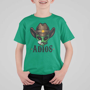 Funny Alien Cowboy T Shirt For Kid Adios Westen Life Country Hat TS11 Irish Green Print Your Wear