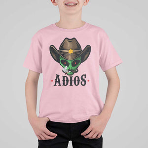 Funny Alien Cowboy T Shirt For Kid Adios Westen Life Country Hat TS11 Light Pink Print Your Wear