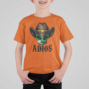 Funny Alien Cowboy T Shirt For Kid Adios Westen Life Country Hat TS11 Orange Print Your Wear