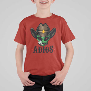 Funny Alien Cowboy T Shirt For Kid Adios Westen Life Country Hat TS11 Red Print Your Wear