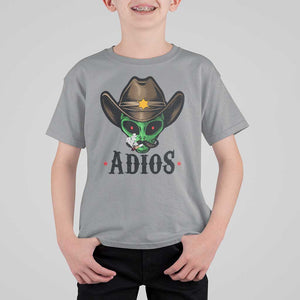 Funny Alien Cowboy T Shirt For Kid Adios Westen Life Country Hat TS11 Sport Gray Print Your Wear