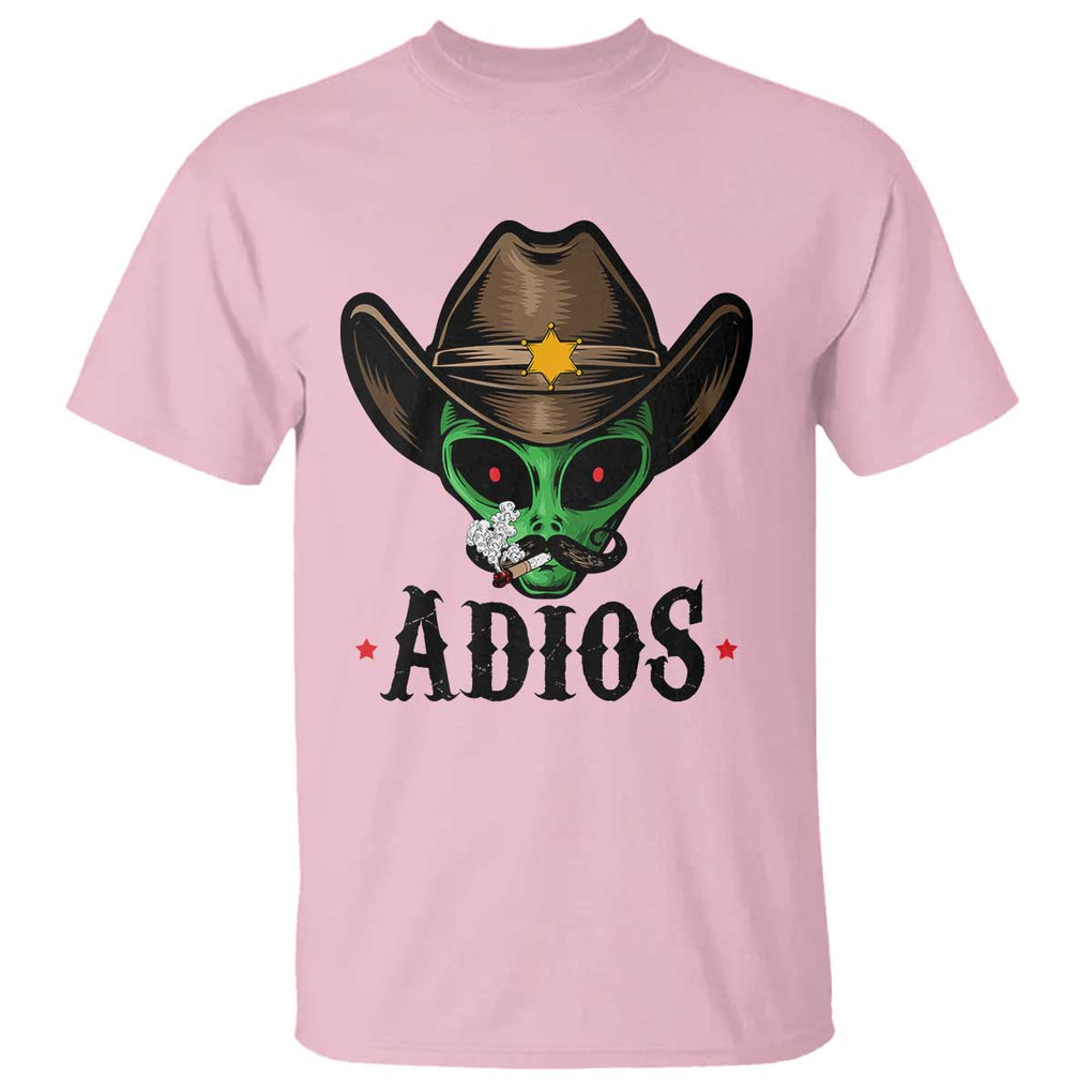 Funny Alien Cowboy T Shirt Adios Westen Life Country Hat TS11 Light Pink Print Your Wear