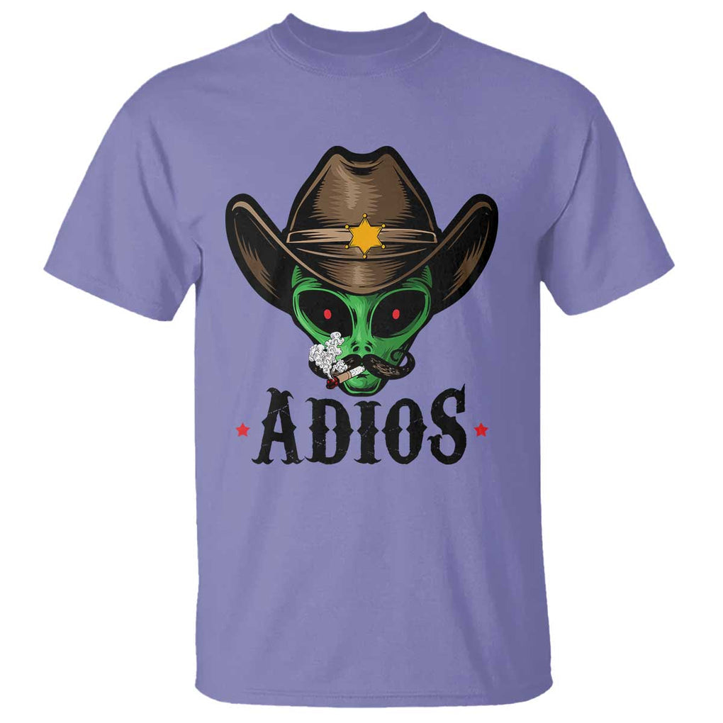 Funny Alien Cowboy T Shirt Adios Westen Life Country Hat TS11 Violet Print Your Wear