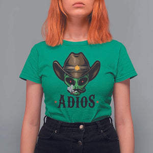 Funny Alien Cowboy T Shirt For Women Adios Westen Life Country Hat TS11 Irish Green Print Your Wear