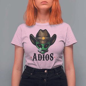 Funny Alien Cowboy T Shirt For Women Adios Westen Life Country Hat TS11 Light Pink Print Your Wear