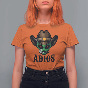 Funny Alien Cowboy T Shirt For Women Adios Westen Life Country Hat TS11 Orange Print Your Wear