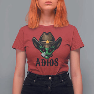 Funny Alien Cowboy T Shirt For Women Adios Westen Life Country Hat TS11 Red Print Your Wear