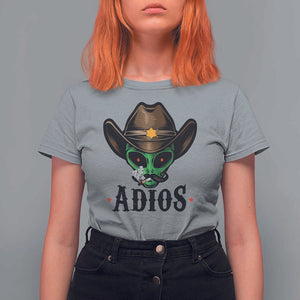 Funny Alien Cowboy T Shirt For Women Adios Westen Life Country Hat TS11 Sport Gray Print Your Wear
