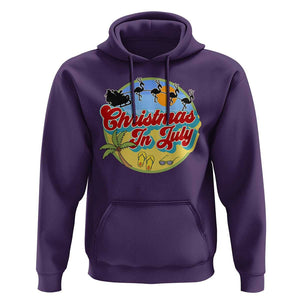 Funny Christmas In July Hoodie Flamingo With Santa Claus Palm Tree TS11 Purple Print Your Wear