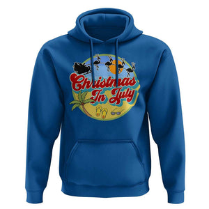 Funny Christmas In July Hoodie Flamingo With Santa Claus Palm Tree TS11 Royal Blue Print Your Wear