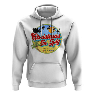 Funny Christmas In July Hoodie Flamingo With Santa Claus Palm Tree TS11 White Print Your Wear