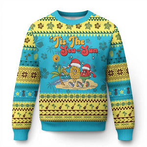 Funny Xmas In July Ugly Christmas Sweater Tis The Sea Sun Retro Tropical Pineapple Watermelon TS11 Hawaii Print Your Wear