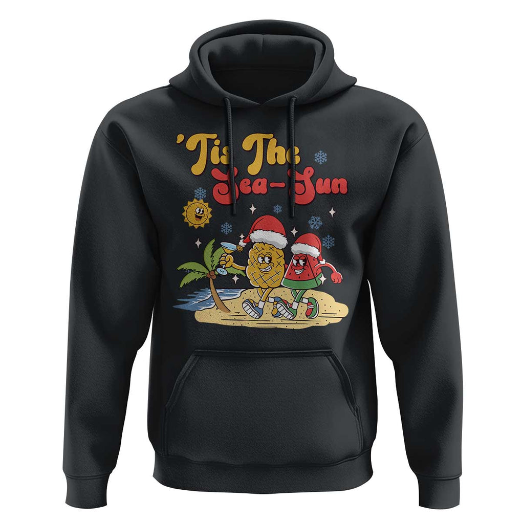 Funny Christmas In July Hoodie Tis The Sea Sun Retro Tropical Pineapple Watermelon TS11 Black Print Your Wear