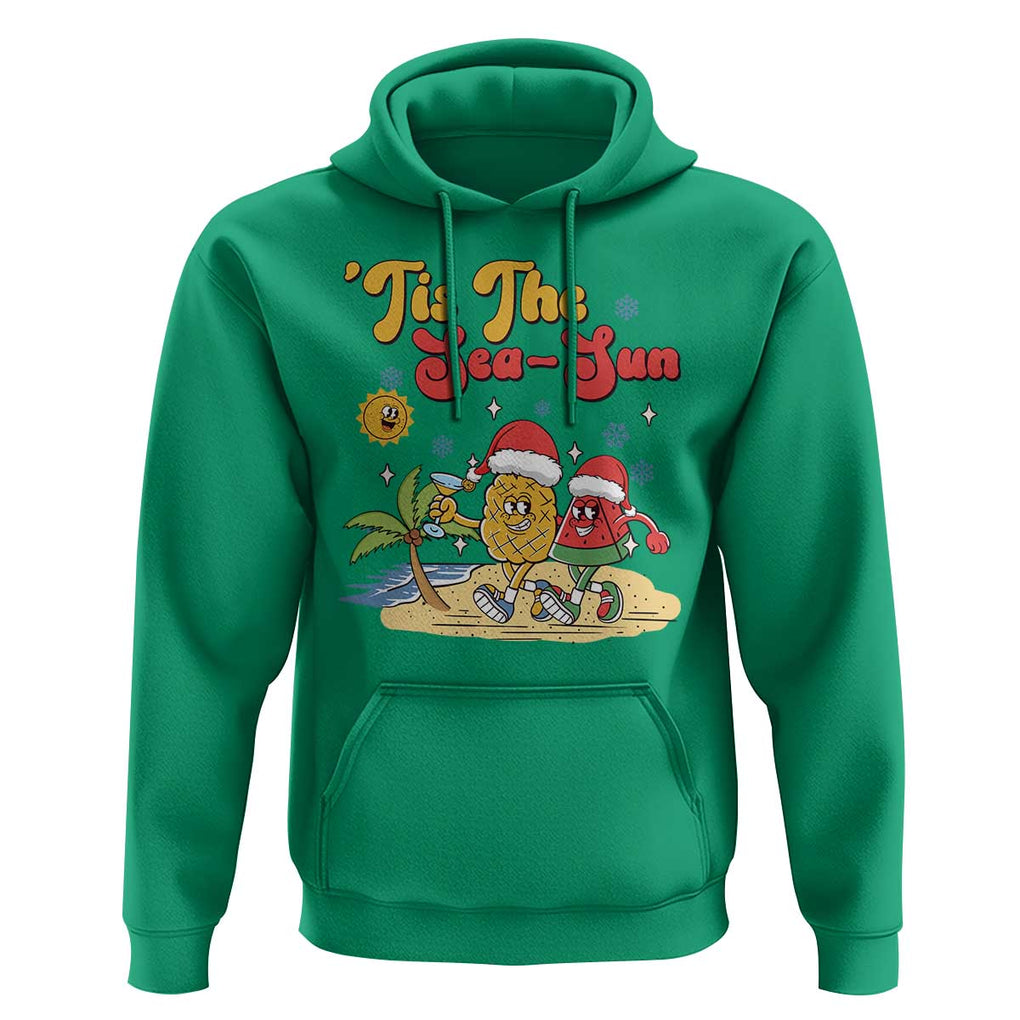 Funny Christmas In July Hoodie Tis The Sea Sun Retro Tropical Pineapple Watermelon TS11 Irish Green Print Your Wear