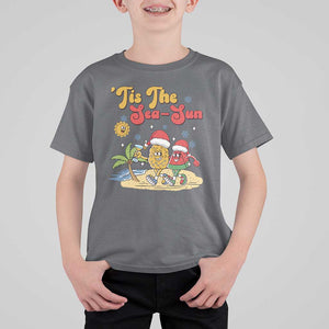 Funny Christmas In July T Shirt For Kid Tis The Sea Sun Retro Tropical Pineapple Watermelon TS11 Charcoal Print Your Wear
