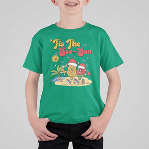 Funny Christmas In July T Shirt For Kid Tis The Sea Sun Retro Tropical Pineapple Watermelon TS11 Irish Green Print Your Wear