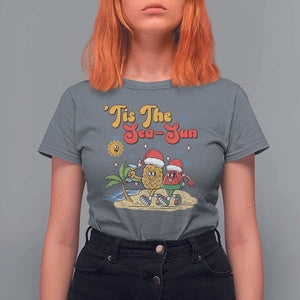 Funny Christmas In July T Shirt For Women Tis The Sea Sun Retro Tropical Pineapple Watermelon TS11 Charcoal Print Your Wear