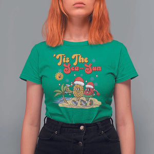 Funny Christmas In July T Shirt For Women Tis The Sea Sun Retro Tropical Pineapple Watermelon TS11 Irish Green Print Your Wear