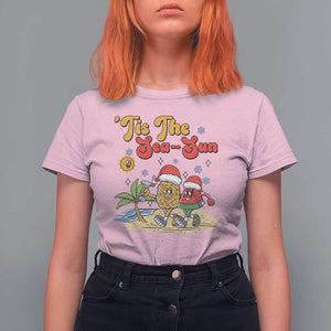 Funny Christmas In July T Shirt For Women Tis The Sea Sun Retro Tropical Pineapple Watermelon TS11 Light Pink Print Your Wear