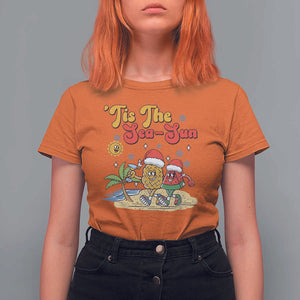 Funny Christmas In July T Shirt For Women Tis The Sea Sun Retro Tropical Pineapple Watermelon TS11 Orange Print Your Wear