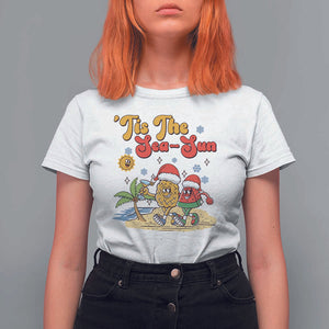 Funny Christmas In July T Shirt For Women Tis The Sea Sun Retro Tropical Pineapple Watermelon TS11 White Print Your Wear