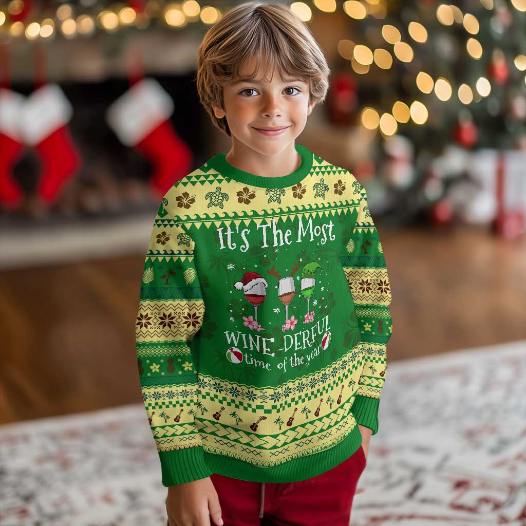 Funny Xmas In July Ugly Christmas Sweater It's The Most Winederful Time Of The Year Wine Glasses Flower TS11 Forest Print Your Wear