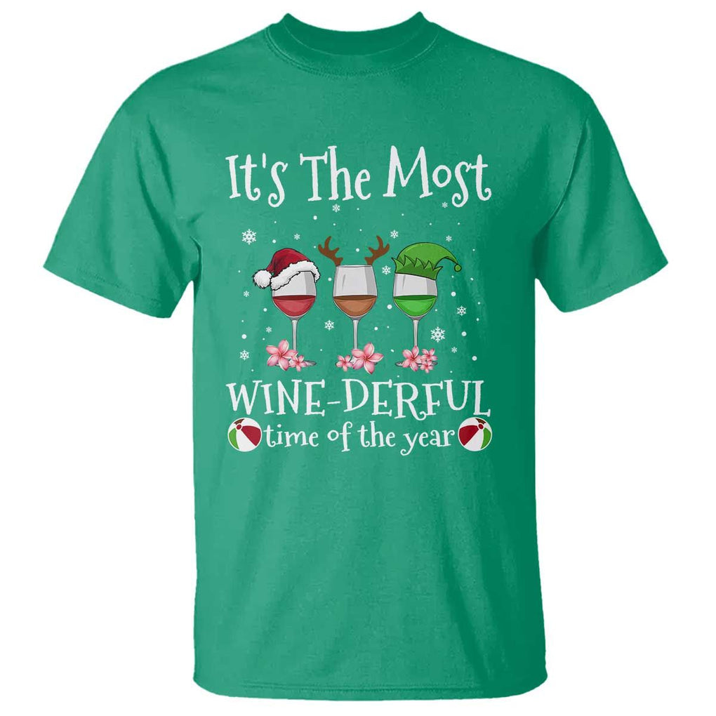 Funny Christmas In July T Shirt It's The Most Winederful Time Of The Year Wine Glasses Flower TS11 Irish Green Print Your Wear