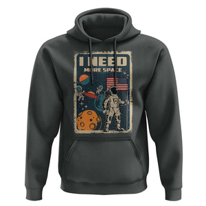 Funny I Need More Space Hoodie Retro Astronaut Spaceship Star Planets TS11 Dark Heather Print Your Wear