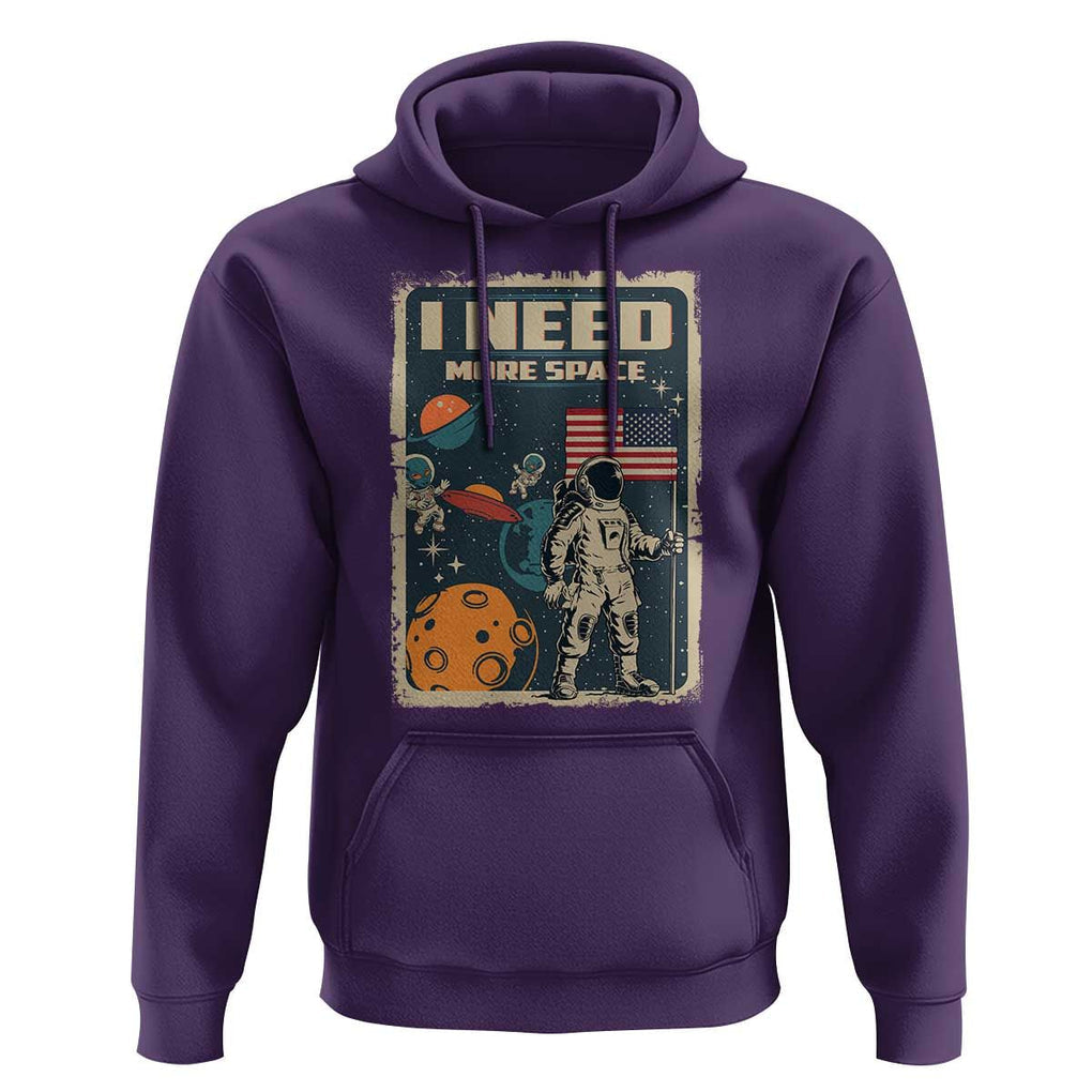 Funny I Need More Space Hoodie Retro Astronaut Spaceship Star Planets TS11 Purple Print Your Wear
